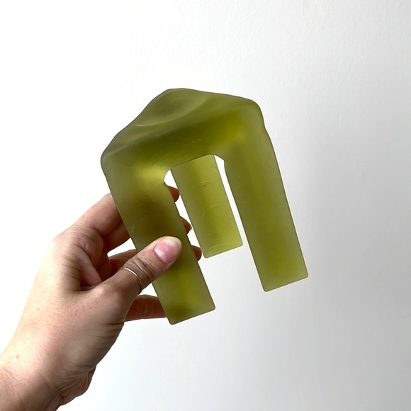 Vintage Other - Vintage Heavy Green Glass Tri Pod Tea Light Candle Holder